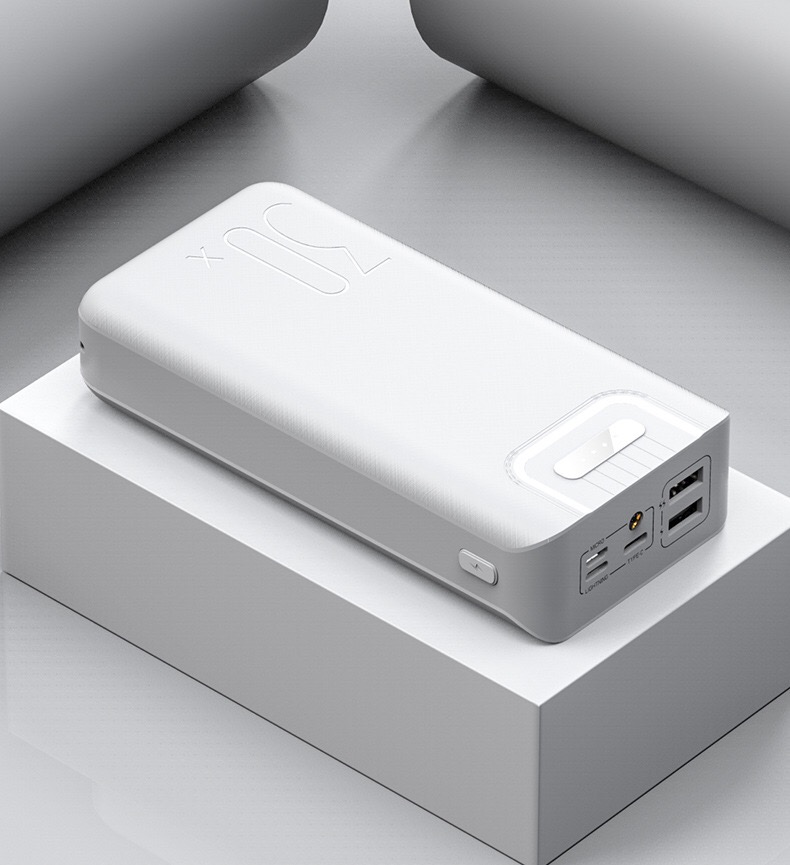 Power Bank 50000mAh Rollenmaschinenlinie Typc Micro USB QC Schnelle Aufladen Power Led-anzeige Tragbare Externe Batterie Ladegerät Für telefon tablet: WHITE