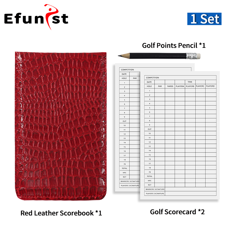 Golf Score Book PU Leather Material Score Notebook With Pencil And Score Card Easy To Use Of Golf Supplies: green