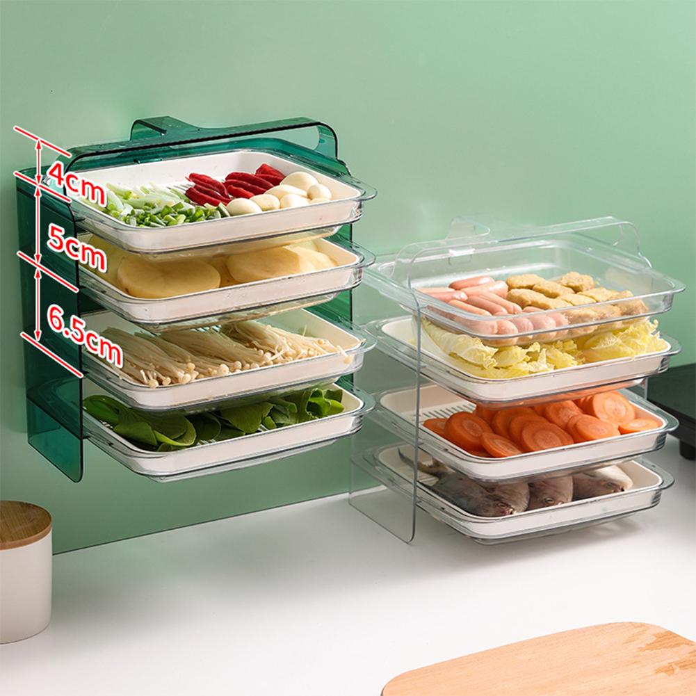 Kitchen Preparation Plate Organizer 4-Layer Cooking Dishes Tray Multi-Functional Wall Mount Racks Kitchen Organizer and Storage