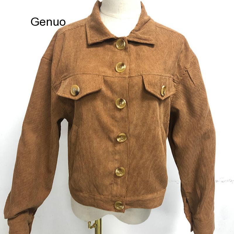 Harajuku corduroy jassen voor dames, winter- en herfstjassen, casual jassen voor dames, effen kleuren, losse bovenkleding.: M