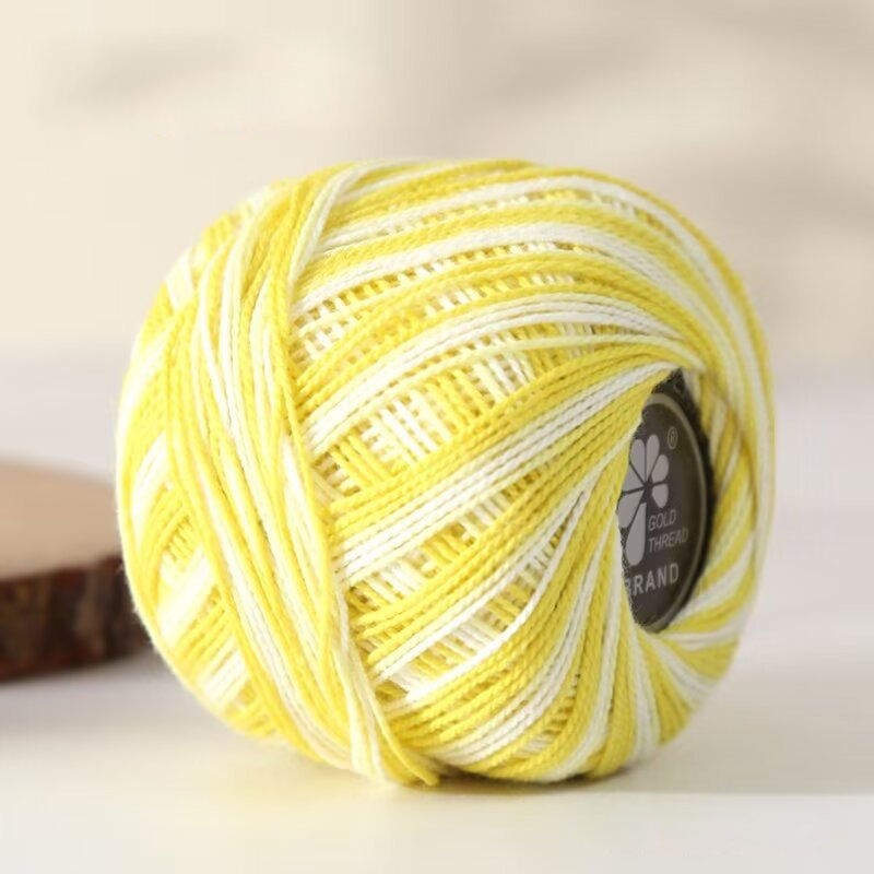 Rollo de hilo de encaje para ganchillo, suministros de costura para bordado teñido, acolchado, tamaño 5, 20g: Blanco