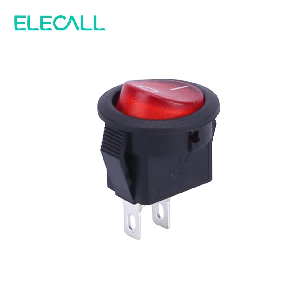 ELECALL 3A250V SMRS-101 Red Round Button Rocker Switch 2 Pin Rocker Boat Car Auto Rocker Switch AC 10pcs/lot