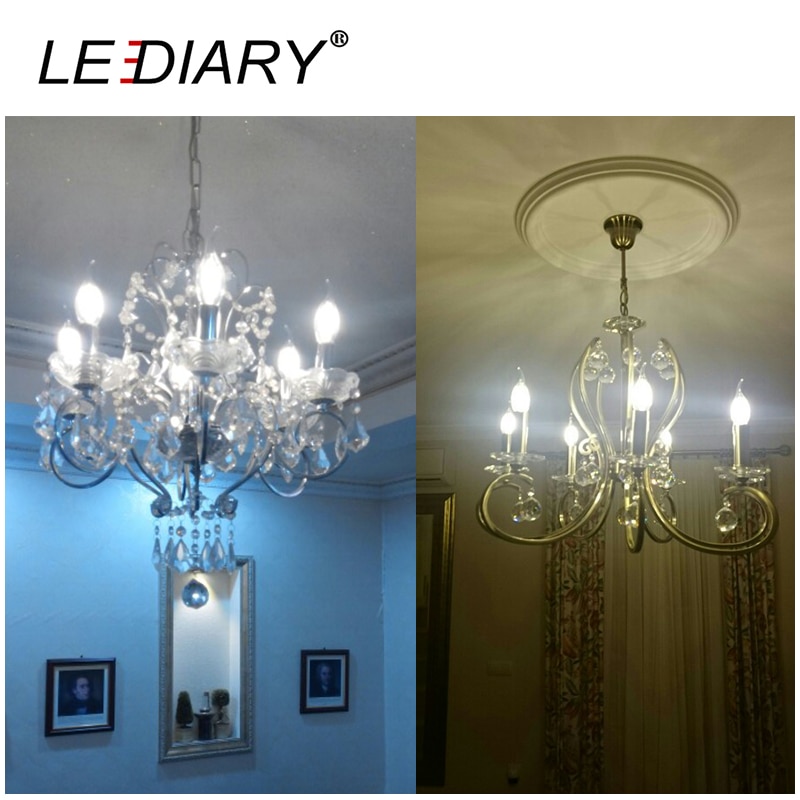 LEDIARY 5PCS High Lumen Dimmable C35 E14 LED Filament Candle Bulb Retro Edison LED E14 Clear Lamp 2W/4W/6W 220V Cold/Warm White