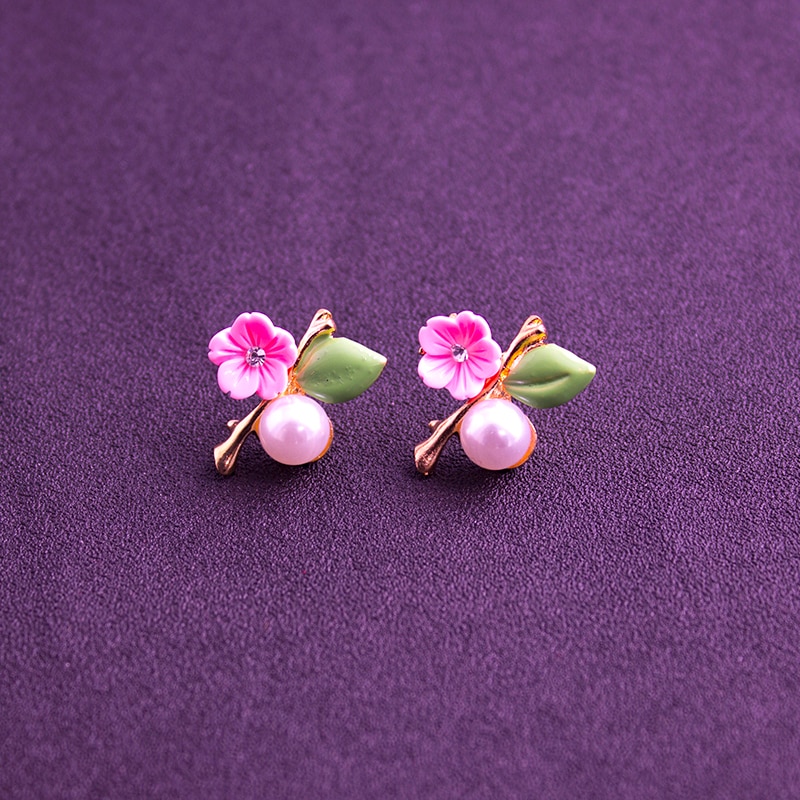 Kerstcadeau Parel Bloem Kralen Crystal Vintage Oorbellen Voor Vrouwen OL Stijl Leuke Zoete Oorbellen Mode Fijne Sieraden