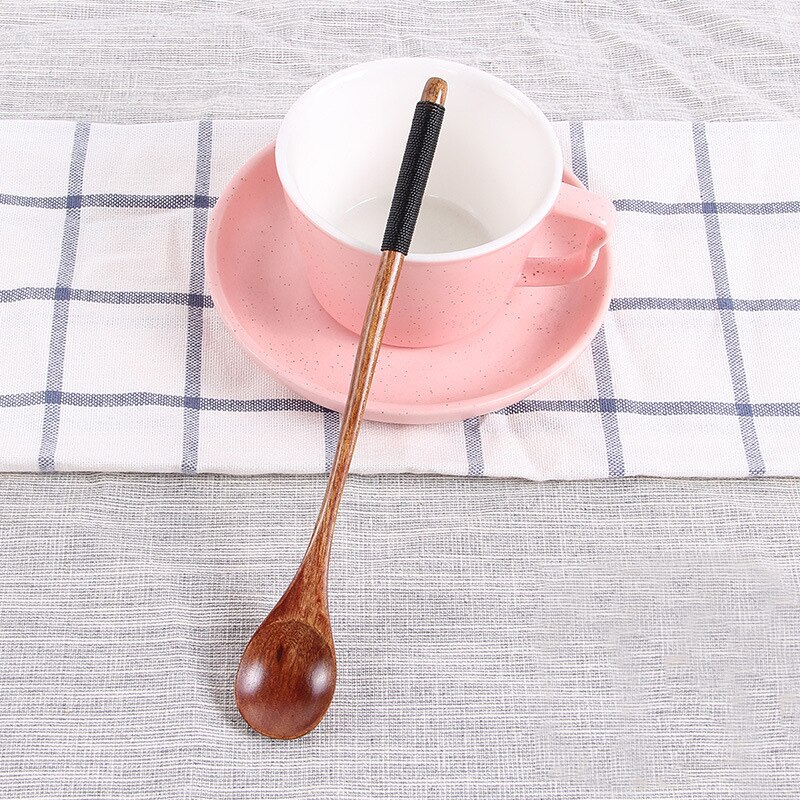 Cuillère à café en bois bambou cuisine ustensile de cuisine outil soupe remuant cuillère à café restauration vaisselle remuer bâton lait thé lait miel: 07