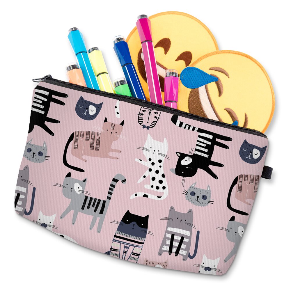 Deanfun Lovely Cat Cosmetic Bag Grils Cute Pink Small Toiletry Bag Portable Travel Bags 52487