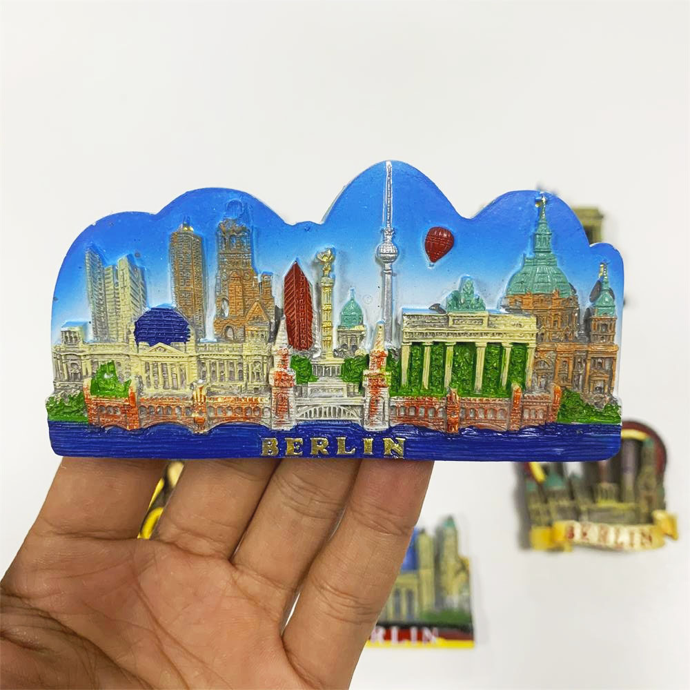 Country Fridge Magnets Germany Berlin Budapest Tourist souvenir Fridge Magnet Sticker World Travel Collection Magnetic: WHITE
