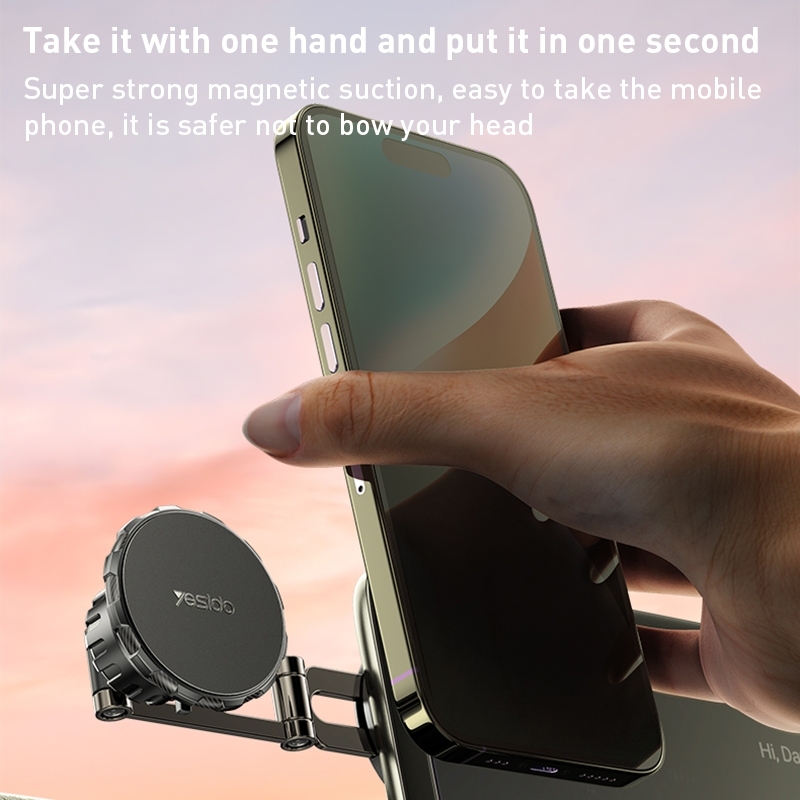 Uniwersalny magnetyczny uchwyt samochodowy telefonu Yesido C198 składany, regulowany pręt łączący ze stopu cynku
