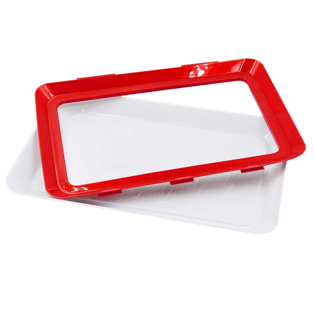 5PCS Food Preservation Tray ReusableFood Fresh Storage Container Plate Refrigerator Microwave Healthy Kitchen Tool: Red / 5pcs