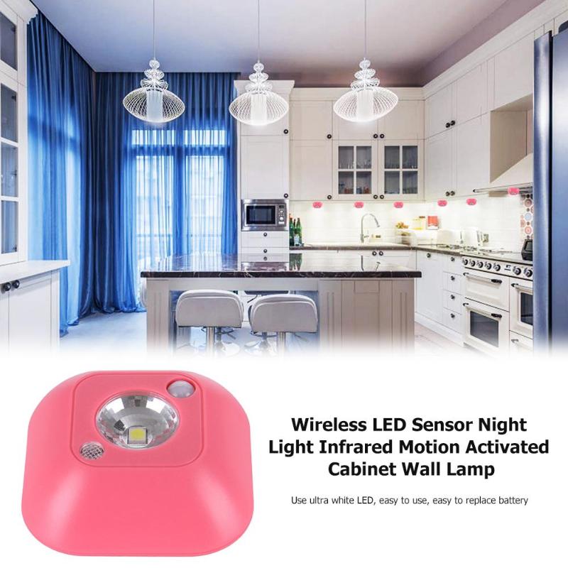 Mini Draadloze Led Sensor Nachtlampje Lamp Pir Infrarood Motion Activated Sensor Licht Voor Wandlamp Kabinet Trappen Licht