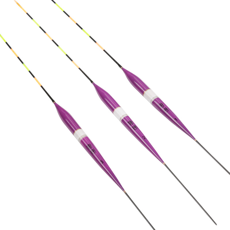 3Pcs/lot Led Electronic Fishing Float with Battery Night Floats Balsa Wood Night Vision Float Fishing Tackle Luminous Float: PurPle