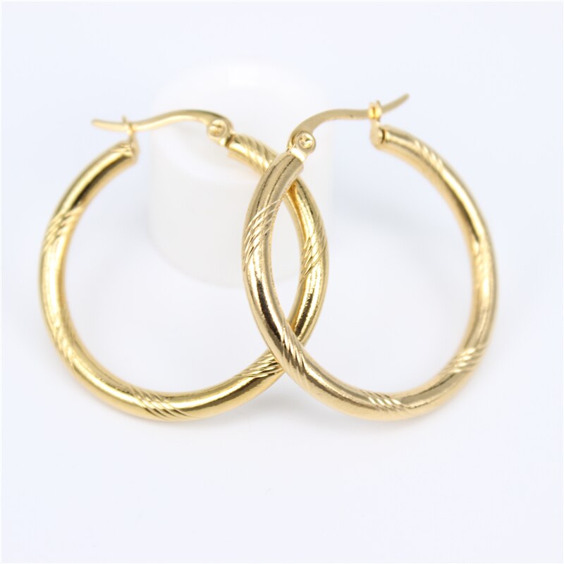 Diameter 20-50MM Circle Small Hoop Earrings With Gold Color Simple Earring For Women Stainless Steel Jewelryy LH819: Diameter 30MM