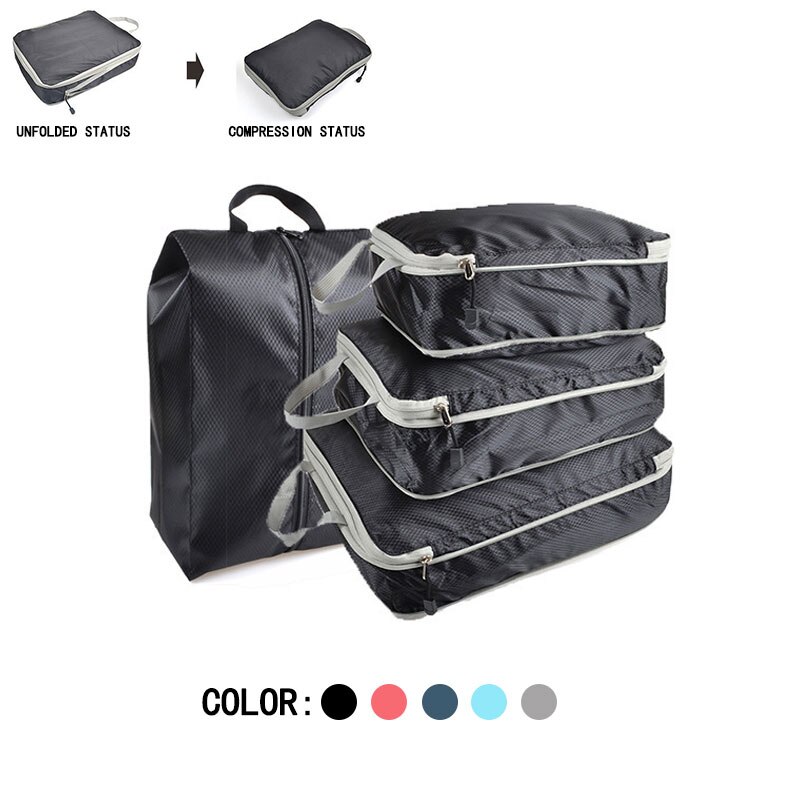 Bolsa de viaje de compresión con doble cremallera, bolsa de viaje para hombre y mujer, bolsa de nailon plegable de gran capacidad