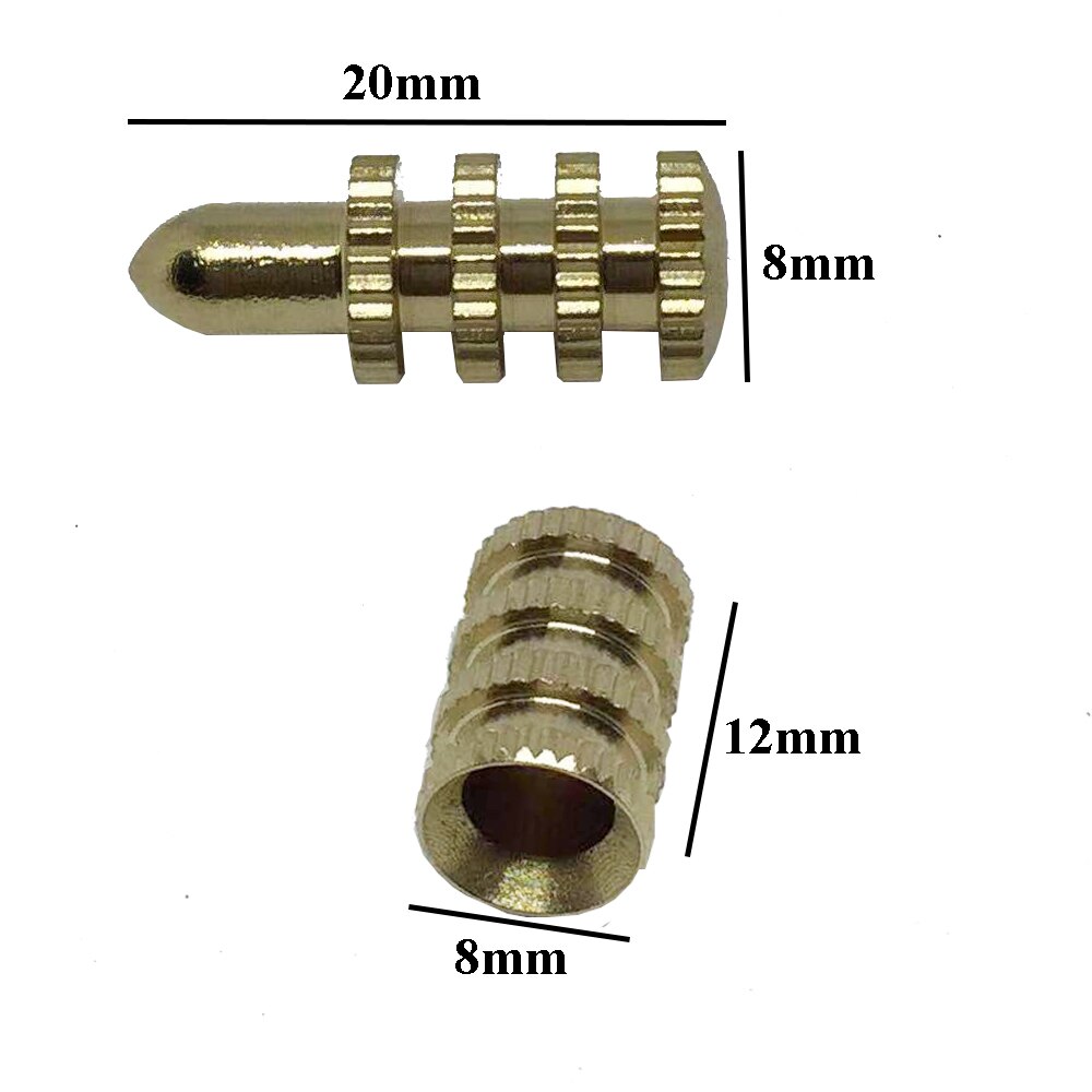 10 Pair Solid Brass Table Pins Dowels Table Bolt Sleeve Connectors Table Leaf Hardware Table Top Leaf Alignment Pins