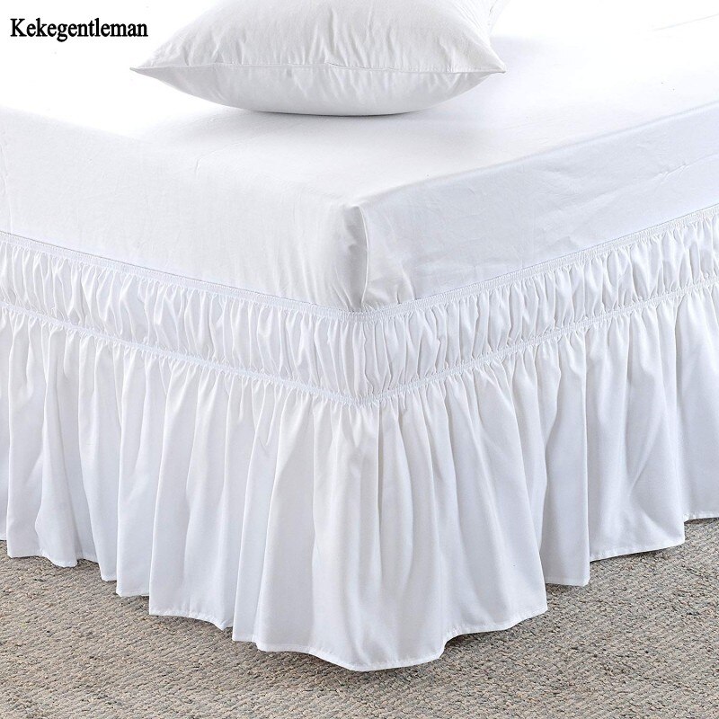 Falda de cama de color sólido de 160x200cm, camisas de cama blanca sin banda elástica de superficie, falda individual de cama fácil de poner y quitar de la cama: 200x200cm