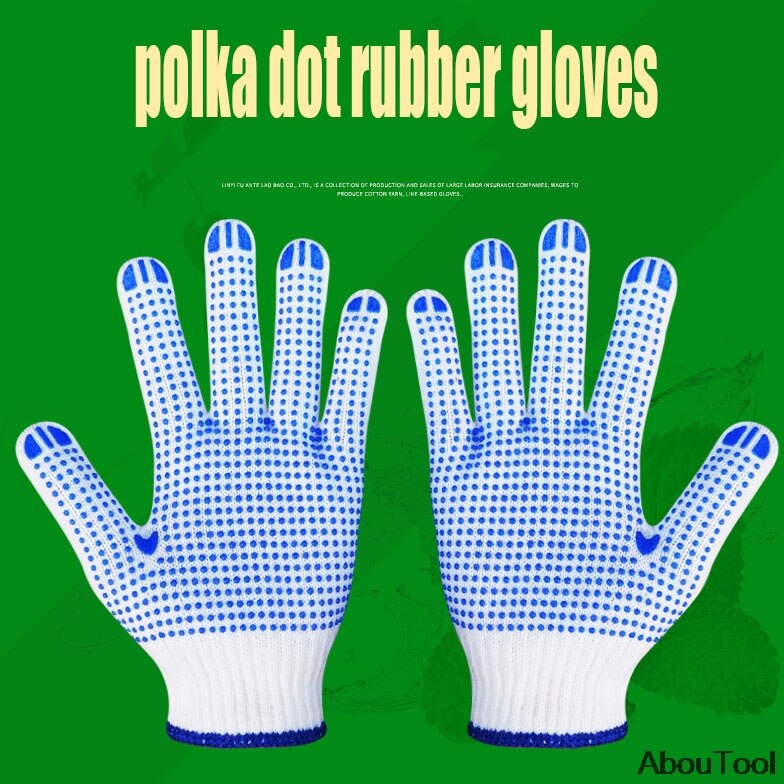 Polka Dot Rubber Gloves Labor Working Handwear PVC Dotted Knitted Glove Woodworking Anti Slip Garden Plant Repair Non-slip Set