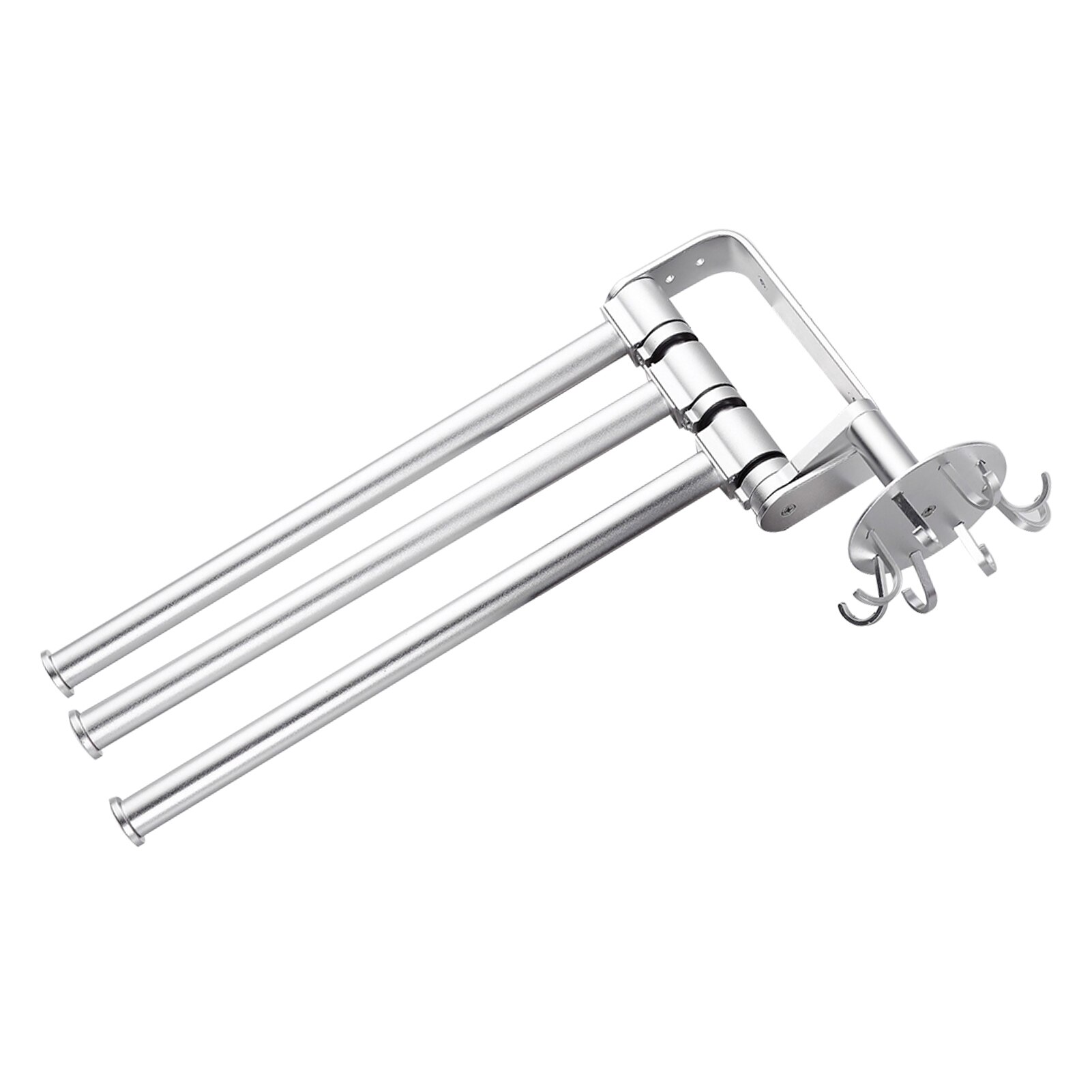 Porte-serviettes en Bronze huilé pour salle de bain support étagères porte-serviettes pivotant mural avec crochets à 3 bras: Argent
