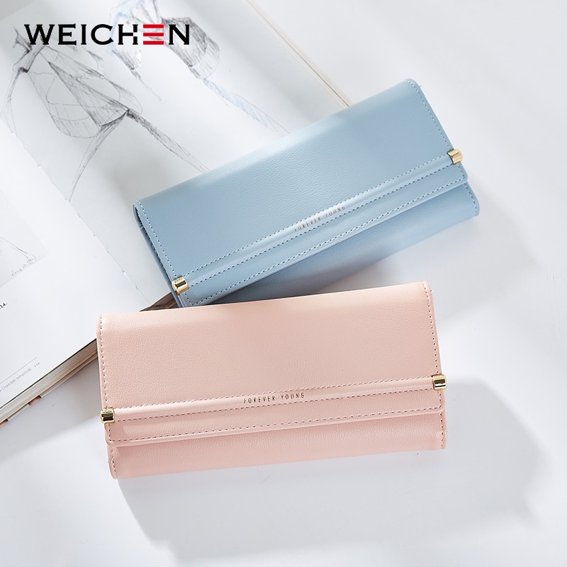 WEICHEN Brand Women Wallet Many Departments Long Card Holder Female Wallets Concise Style Ladies Clutch Purse