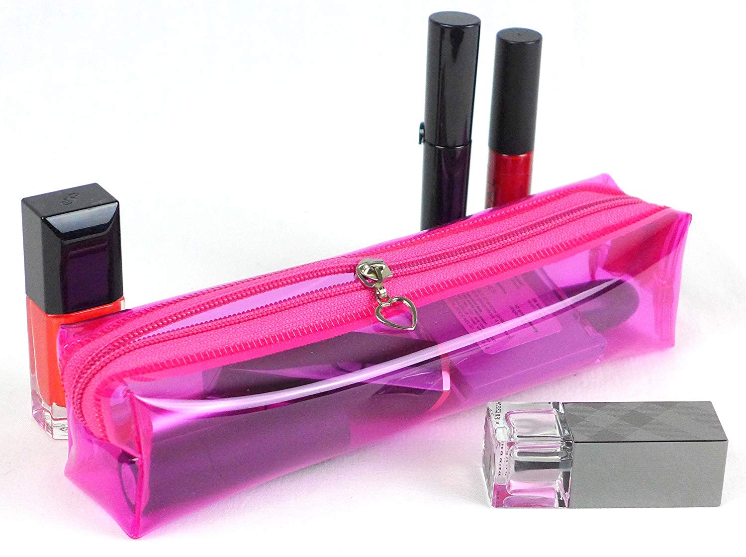 Estojo de plástico transparente para lápis, bolsa para lápis de escola e escritório para maquiagem de cosméticos