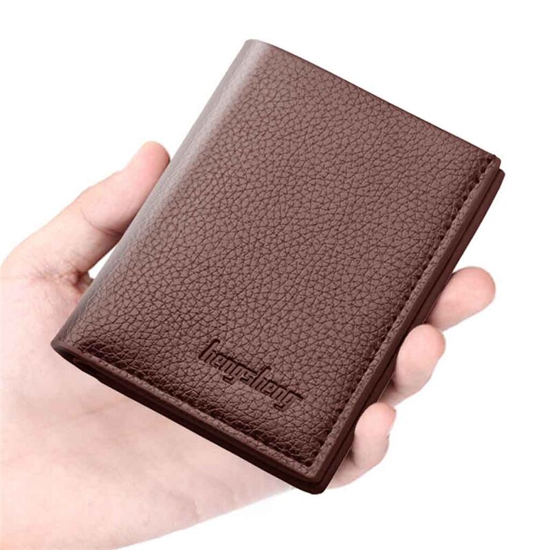 Lässiges herrenportemonnaie, kurzes, vertikales, ultradünnes portemonnaie mit fächern für bankkarten und karten, kleines portemonnaie, robust, schön und komfortabel.  a50 stück: Kaffee
