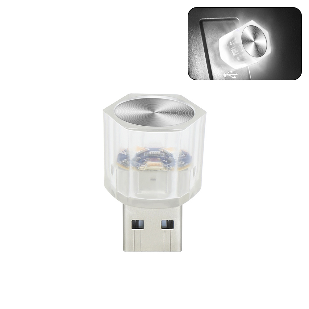 Bil usb ledet omgivelseslys billeselampe fargerik dekorativ lampe interiør atmosfære dekorasjoner lys tilbehør: Hvit