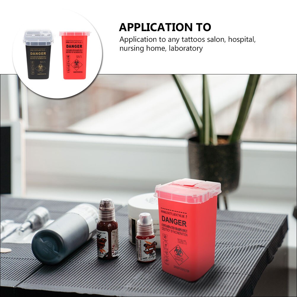 2Pcs Practical Small Sharps Container Mini Sharps Container for Tattoos Salon