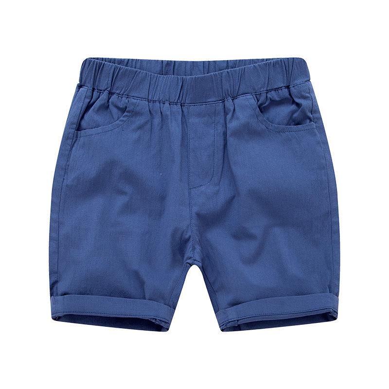 freundlicher Kleidung 2022 Sommer Neue Koreanischen Stil Baby Jungen lässig Mittleren Taille Strand Sport Hosen Taschen Baumwolle kurze Hose Kind: Blau / 4T