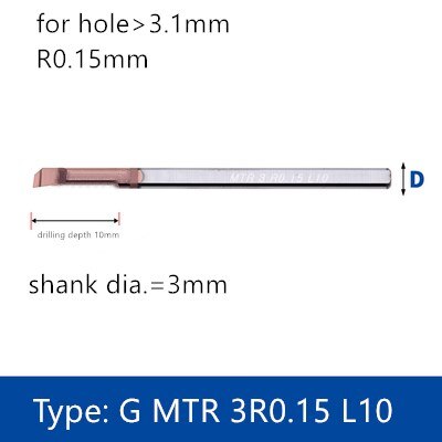 Kedeligt værktøj lille hul drejebænk værktøj bar tråd bearbejdning metalboring wolframcarbid legeringsskærer til ståljern  yg6: G mtr 3 r 0.15 l10