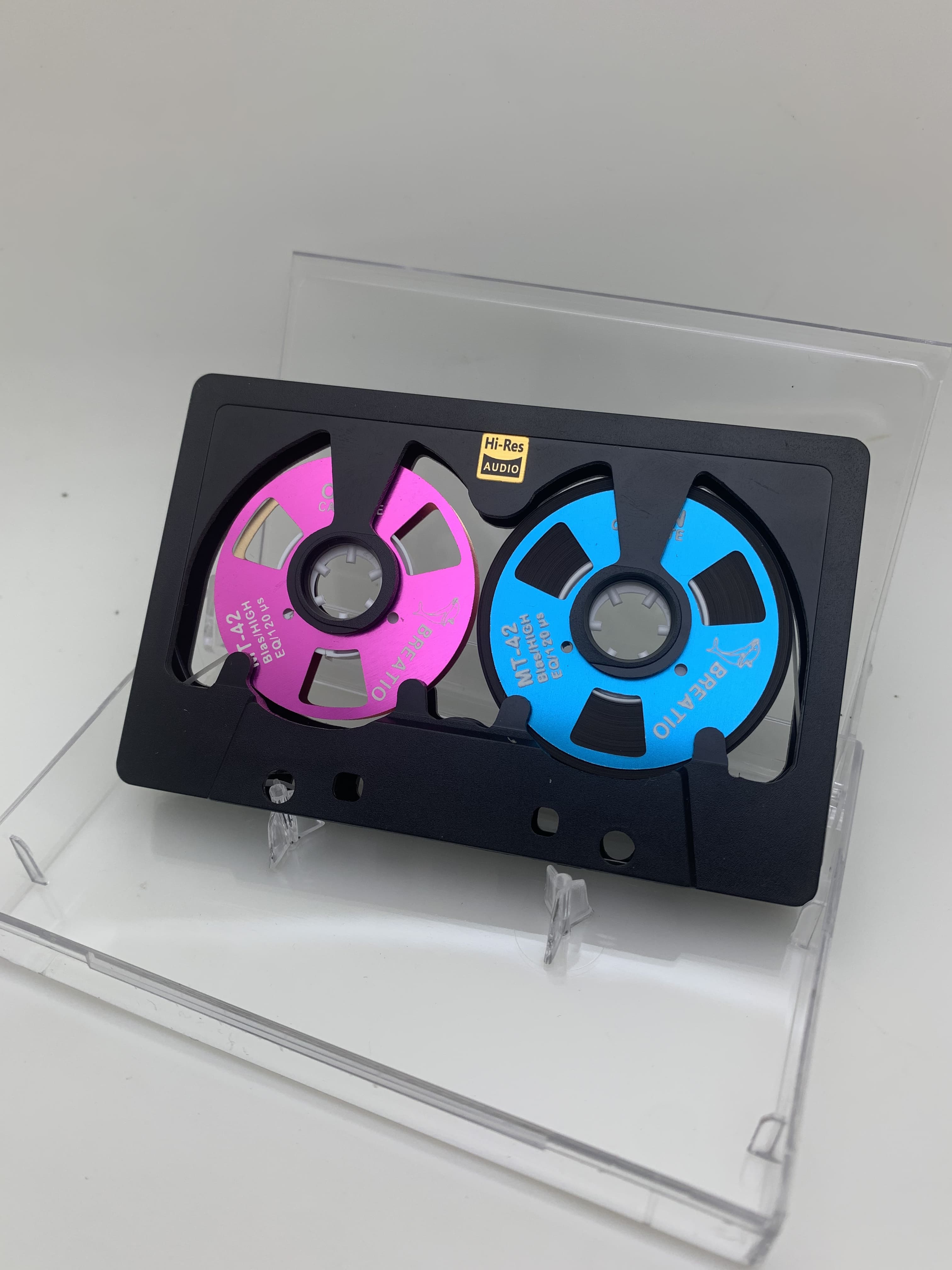 Audio Cassette Reel to Reel Cassette 50 Minute Blank Tape Double Sided Metal Reel Open Case Self-made: royal blue