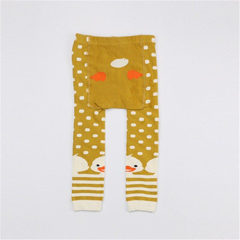 Mallas tejidas de algodón para bebé, Leggings de dibujos animados para niño, primavera y otoño, con estampado de animales para niño y niña de 0 a 4 años: yellow duck / M(2-4Years)