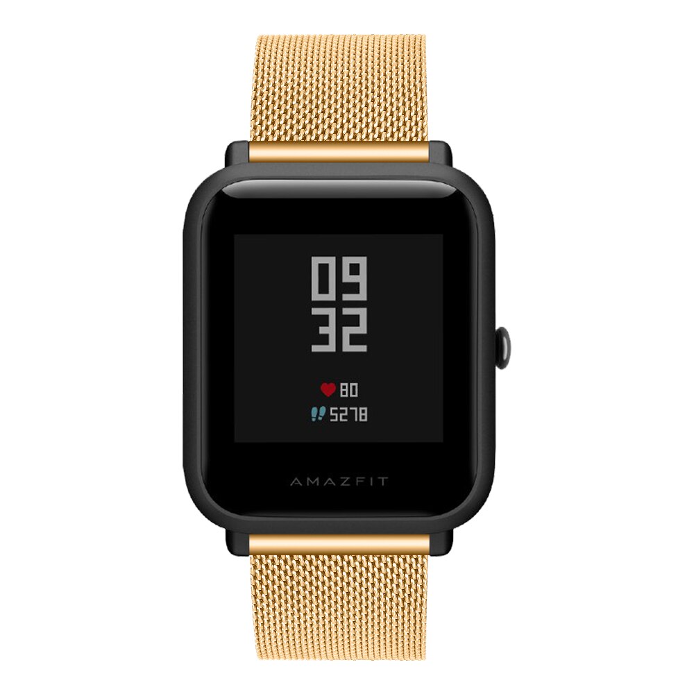 For Amazit Bip Strap Correa Stainless Steel Bracelet for Xiaomi Huami Amazfit Bip Bit Youth Milanese Metal Watchband Wristband: Gold / for Amazfit GTR 42MM
