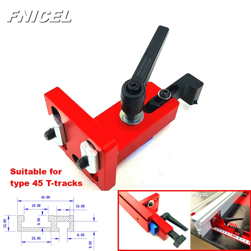 600mm/800mm Aluminium Profile Fence 75mm Height with T-tracks and Sliding Brackets Miter Gauge Fence Connector for Woodworking