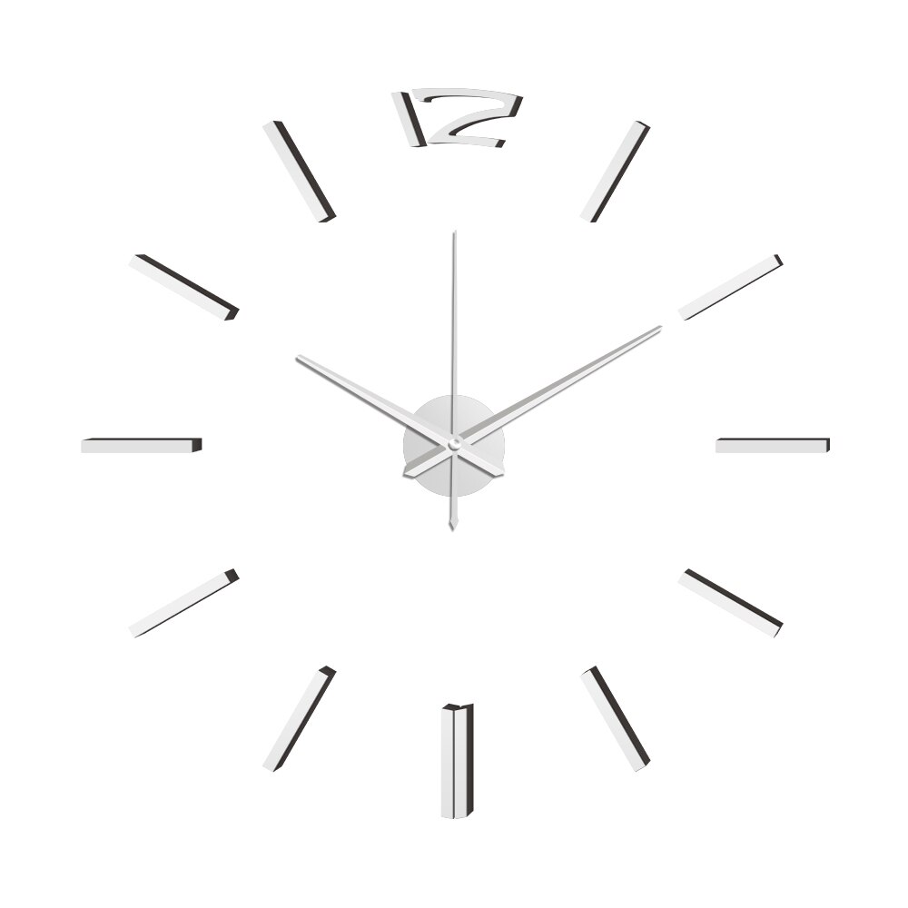 50cm 3D Wanduhr Moderne DIY Acryl Spiegel Aufkleber Uhr für Wohnzimmer Schlafzimmer Wohnkultur Große Stille elreloj Wandbild: 20 Zoll Silber- / 30Zoll