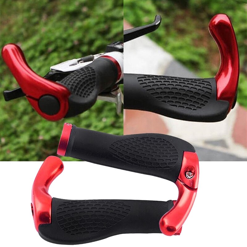 Mountain Bicycle Bike Cycling Lock-On Handlebar Hand Bar End Grips Set-Red