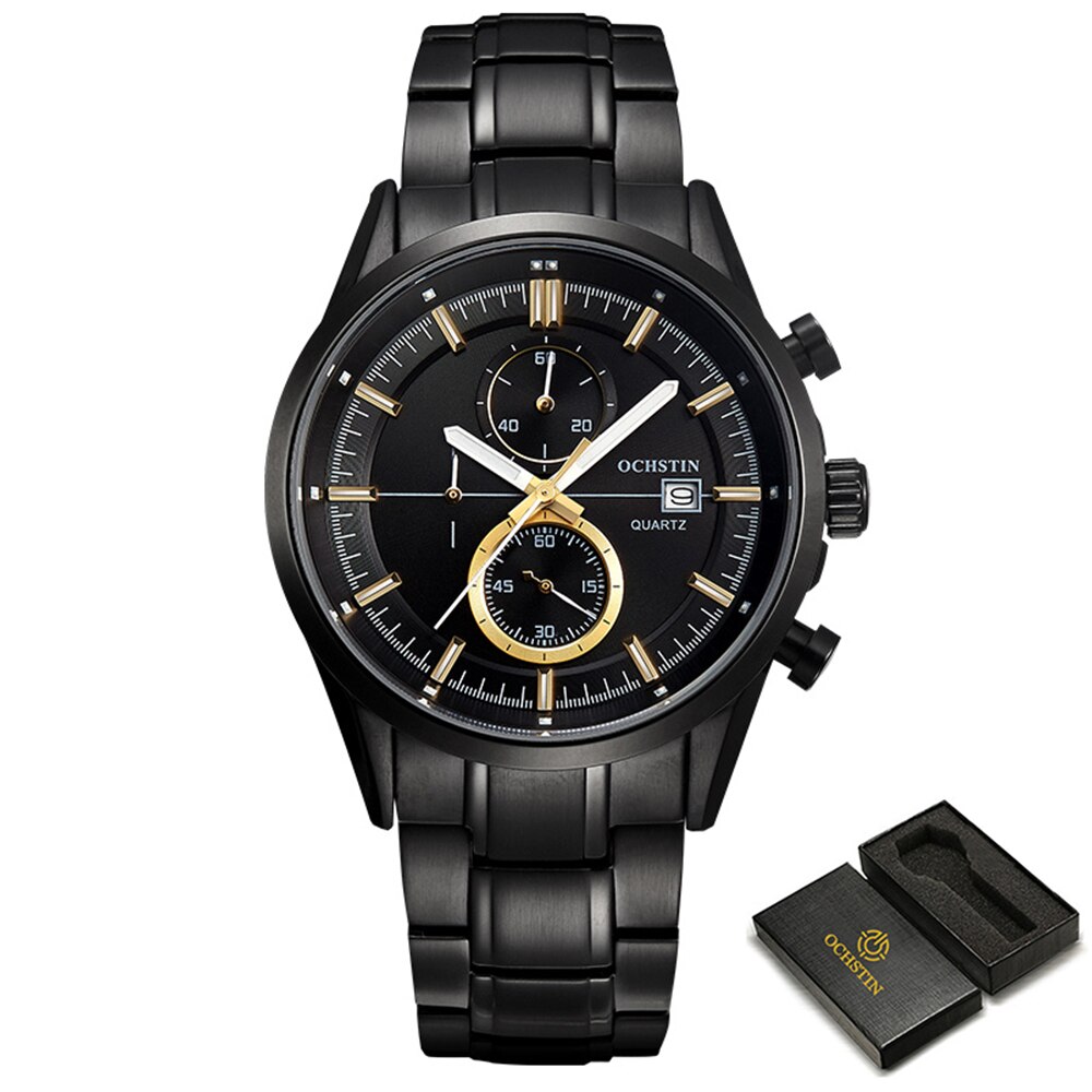 Ochstin Horloges Voor Mannen Polshorloge 30ATM Waterdichte Sport Outdoor Classic Man Quartz Mode Horloge Datum Klok Relogio Masculino: all black gold
