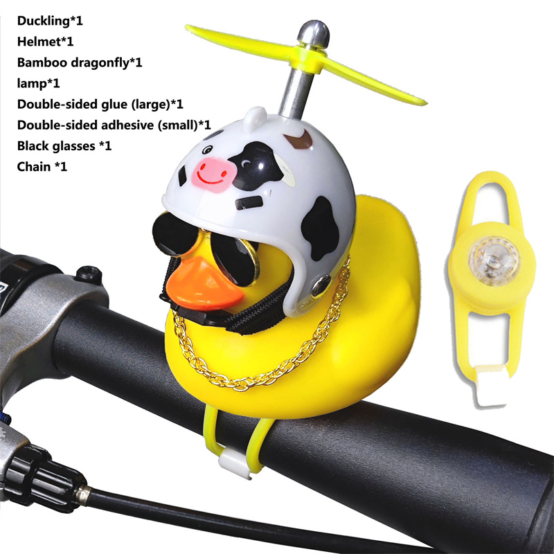 adulte enfants vélo cloche dessin animé petit canard jaune brillant VTT guidon canard tête lumière accessoires: Marron