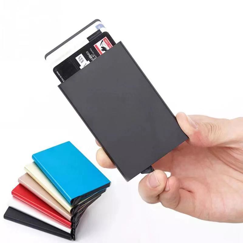 Aluminium Alloy Id Card Holder Anti Rfid Blocking Card Holder Automatic pop-up Card Case Metal Credit Card Holder