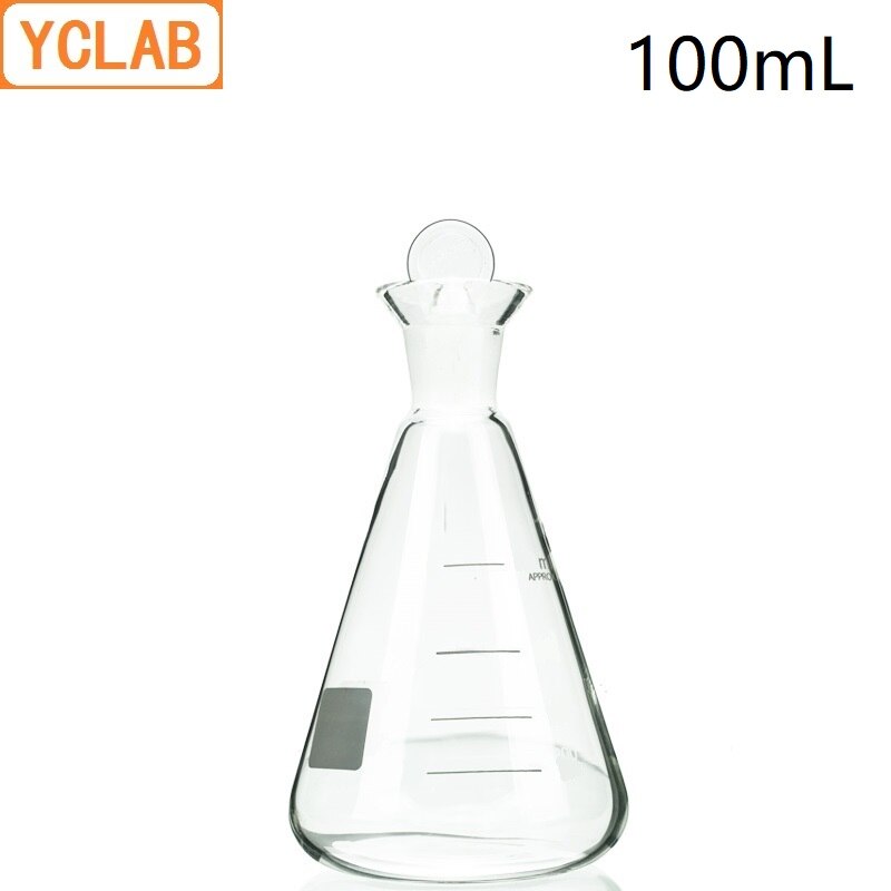 YCLAB 100mL Iodine Flask Conical Borosilicate 3.3 Glass Wide Spout with Standard Ground Stopper Laboratory Chemistry Equipment