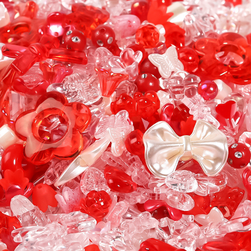 50 g/paquete de cuentas sueltas acrílicas de colores mezclados de estilo mixto para pulsera, collar, suministros de joyería, accesorios hechos a mano DIY: YELLOW