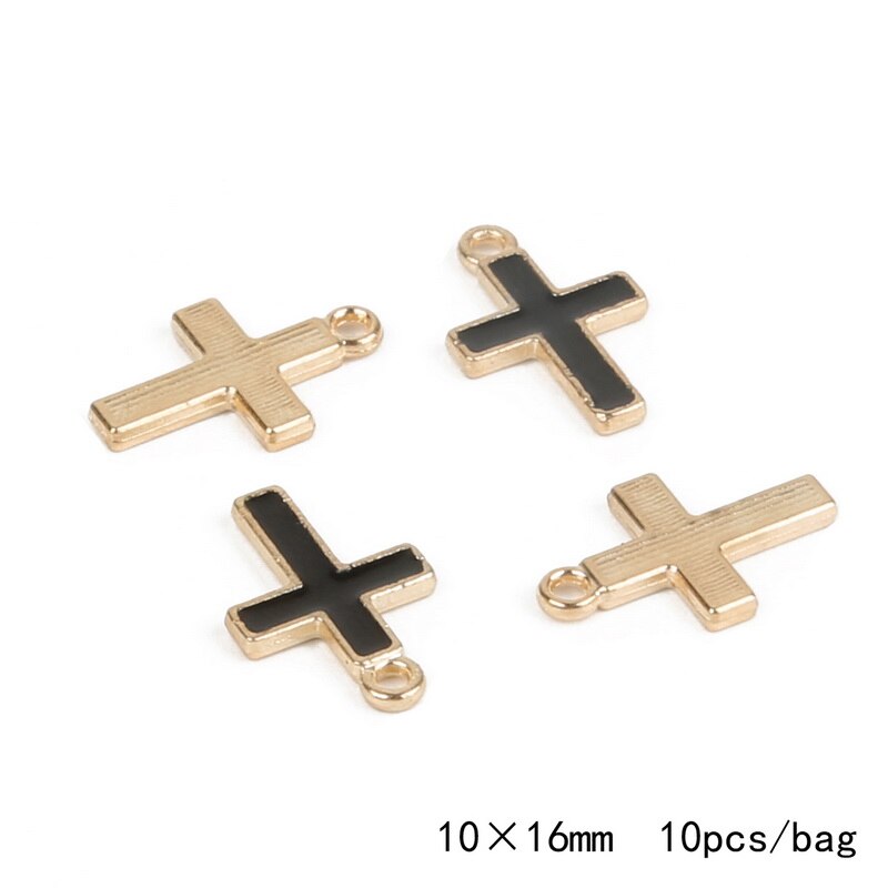 10-12 Stks/pak Legering Metal Olie Kruis Charmes Hanger Voor Diy Handgemaakte Oorbel Ketting Armband Sieraden Maken: Black