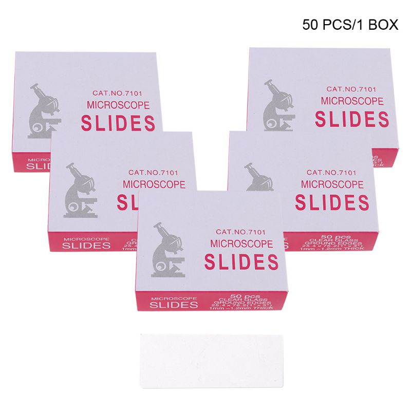 50 Pcs 7101 Polished Edge Microscope Slides for Preparation of Specimen Glass Cover Slips Optical Instruments Microscope: 5 Box