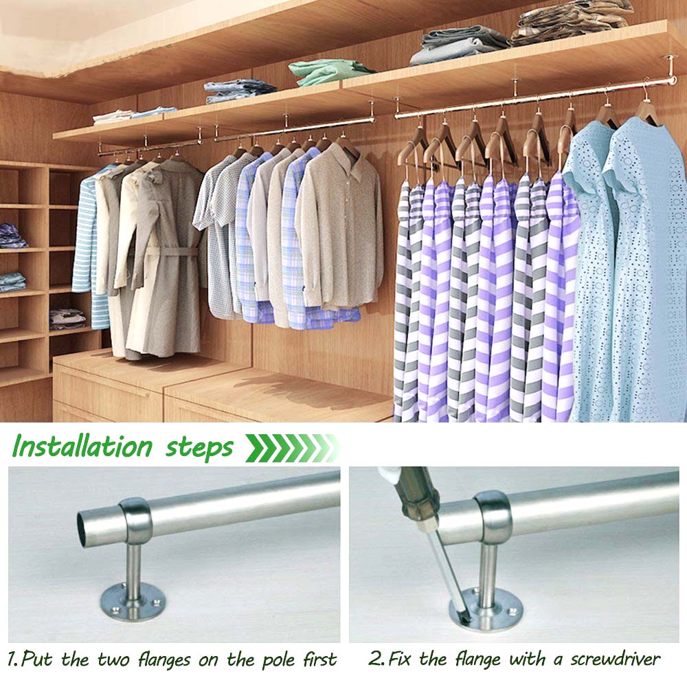 Flange bracket shower curtain rod fixing seat tube bracket stainless steel closet rod flange round tube bracket