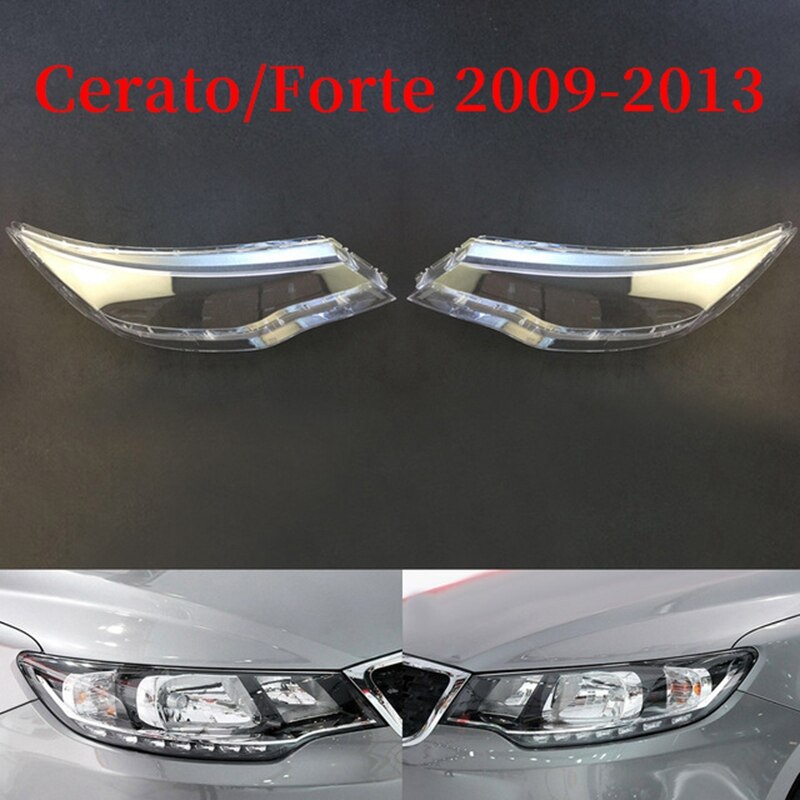 Pair Headlight head light lamp Lense Clear Lens Cover for Kia Cerato/Forte Headlight Lens Cover: Default Title