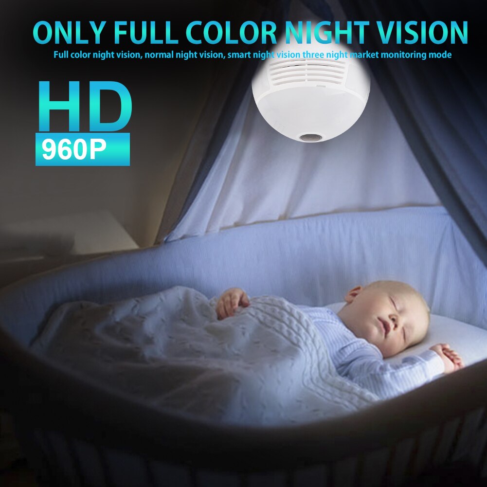 Lamp Wifi Ip Camera Baby Video Monitor 360 Graden Beveiliging Mini Draadloze Lamp Camera Panoramisch Lamp Hd Netwerk Remote Monitor
