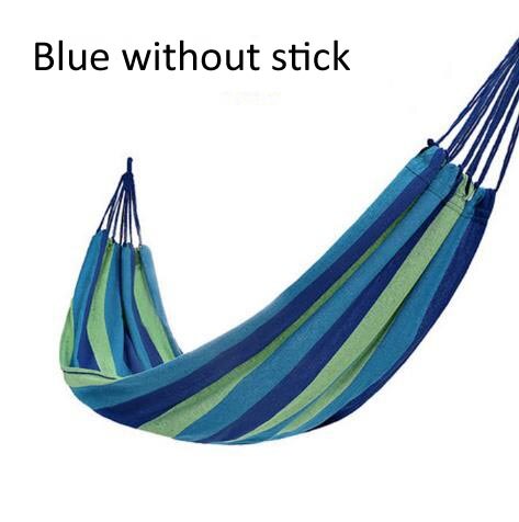 190X150Cm Ultralight Camping Hangmat Met Rugzak Rainbow Outdoor Leisure Draagbare Hangmat Canvas Zonder Stand: blue no stick