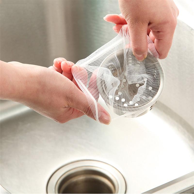 100pcs Disposable Garbage Bag Sink Drain Hole Mesh Trash Filter Bag Rubbish Waste Bin Garbage Bags Kitchen Accessories