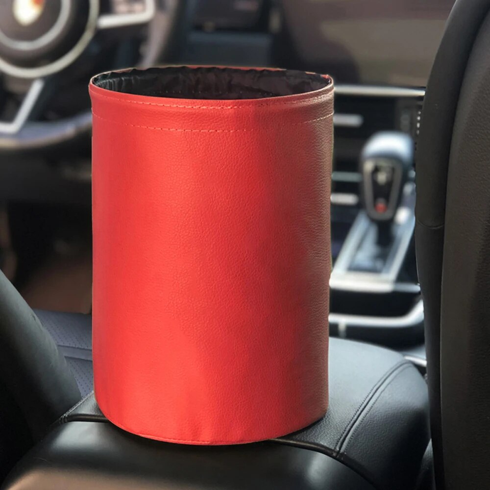Bote de basura plegable para coche, contenedor de basura Interior, organizador de residuos, soporte impermeable, accesorios para automóvil: Rojo