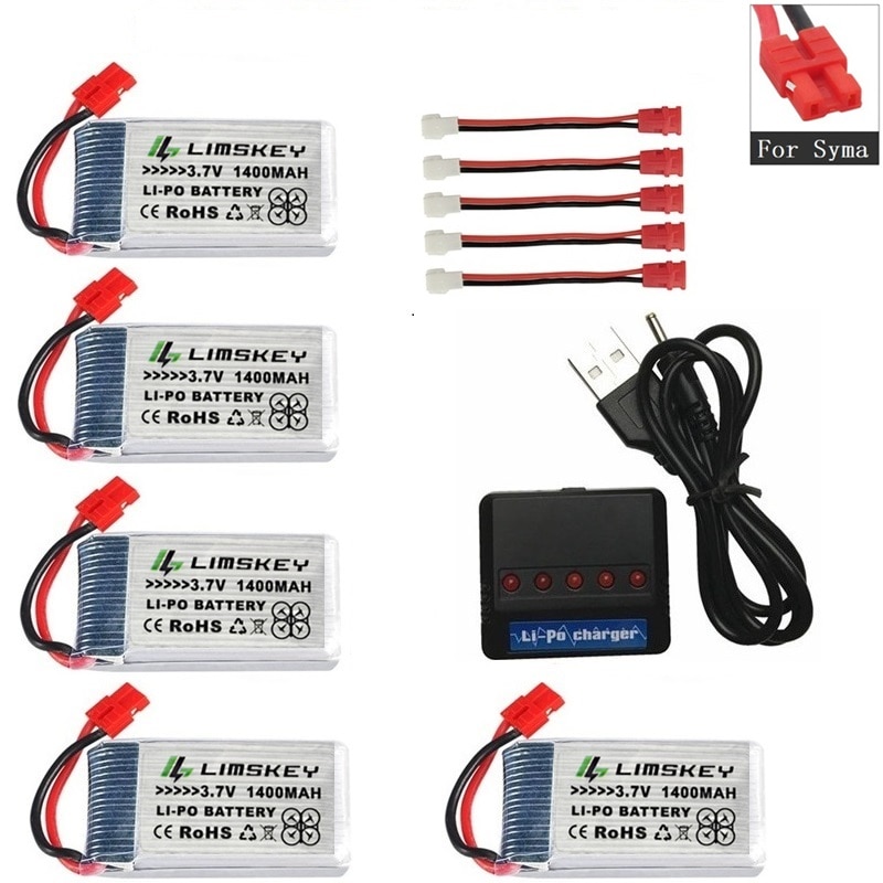 For SYMA X5 X5S X5C X5SC X5SH X5SW X5UW X5UC M18 H5P H11D H11C T64 T04 T05 F28 F29 T56 T57 1400mAh 3.7v lipo Battery charger set