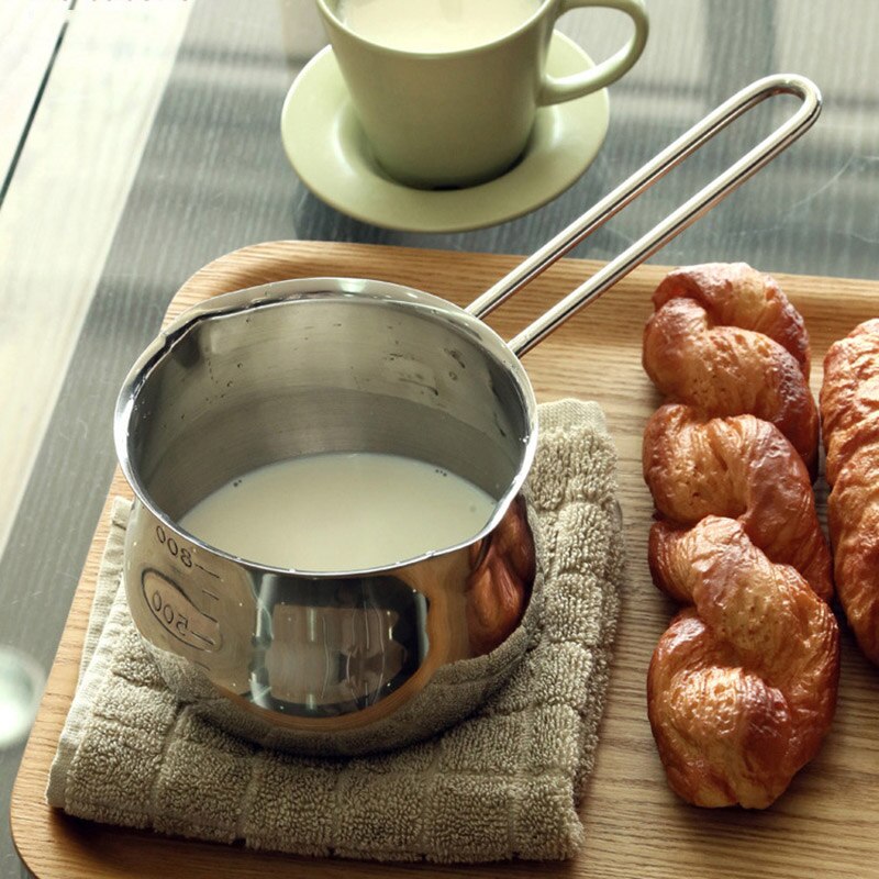 Rustfrit stål babymad non-stick gryde mælkepotte smør chokolade smeltet varmepotte med hældetud til køkkenredskab