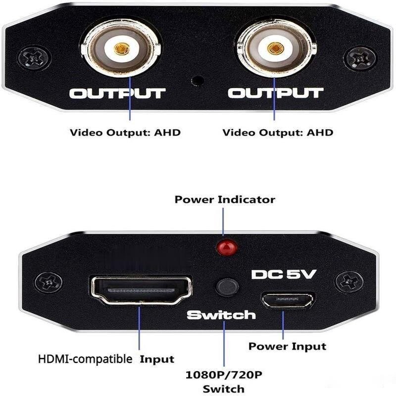 Bnc-liitin hdmi-yhteensopiva analogiseen ahd tvi sdi hd koaksiaalikameran signaalin muunnin 1080p dvr cctv-järjestelmään
